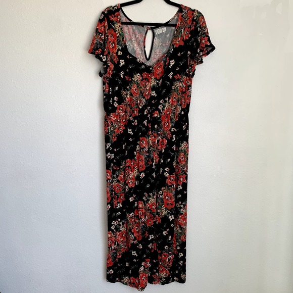 Maurices Black and Red Floral Jumpsuit - Picture 1 of 10